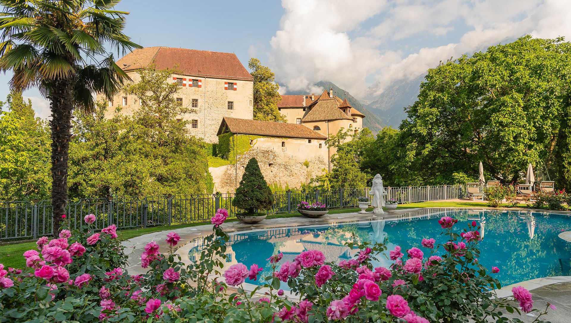 Our outdoor pool with a view on the castle