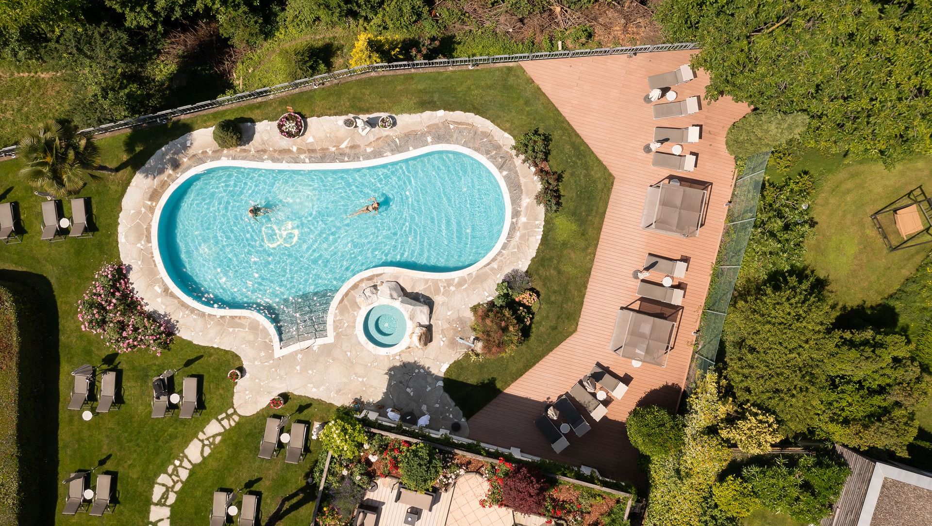 The outdoor pool seen from above